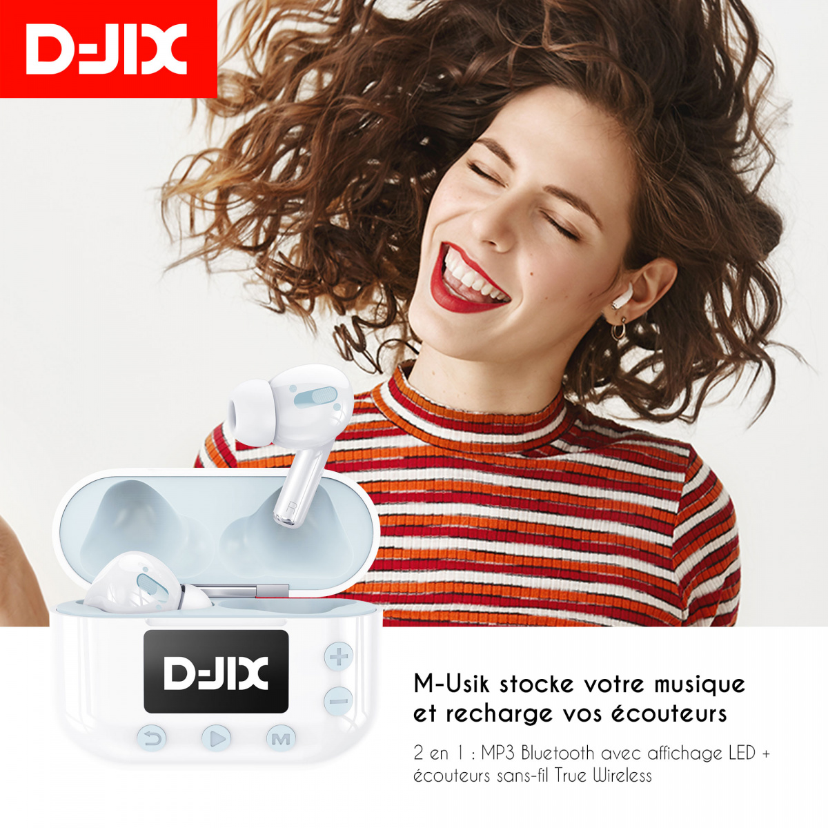 Lecteur mp3 djix 2 en 1 sport waterproof avec écouteurs sans fil